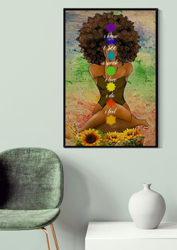 Black Girl Meditation Yoga Afro Woman Mandala Namaste Art For Yoga Lover Canvas Framed Matte Canvas 12x16
