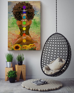 Black Girl Meditation Yoga Afro Woman Mandala Namaste Art For Yoga Lover Canvas Wrapped Canvas 24x36