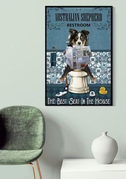 Australian Shepherd Restroom The Best Seat In The House For Dog Lover Toilet Decor Canvas Gallery Painting Wrapped Canvas Framed Prints, Canvas Paintings Framed Matte Canvas 12x16