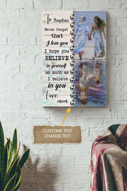 Beach Mother Daughter Reflection Never Forget I Love You Mom Personalized Canvas Mother Quotes Gift For Mother's Day Mommy Mama Canvas Gallery Painting Wrapped Canvas Framed Prints, Canvas Paintings Wrapped Canvas 16x24