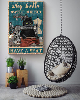 Cat Canvas Why Hello Sweet Cheeks Have A Seat Canvas Cat Bathroom Decor Funny Cat Animal Lovers Print Nursery Decor Canvas Framed Prints, Canvas Paintings Wrapped Canvas 24x36