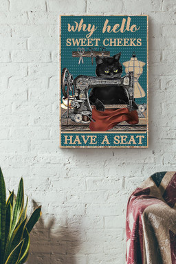 Cat Canvas Why Hello Sweet Cheeks Have A Seat Canvas Cat Bathroom Decor Funny Cat Animal Lovers Print Nursery Decor Canvas Framed Prints, Canvas Paintings Wrapped Canvas 16x24