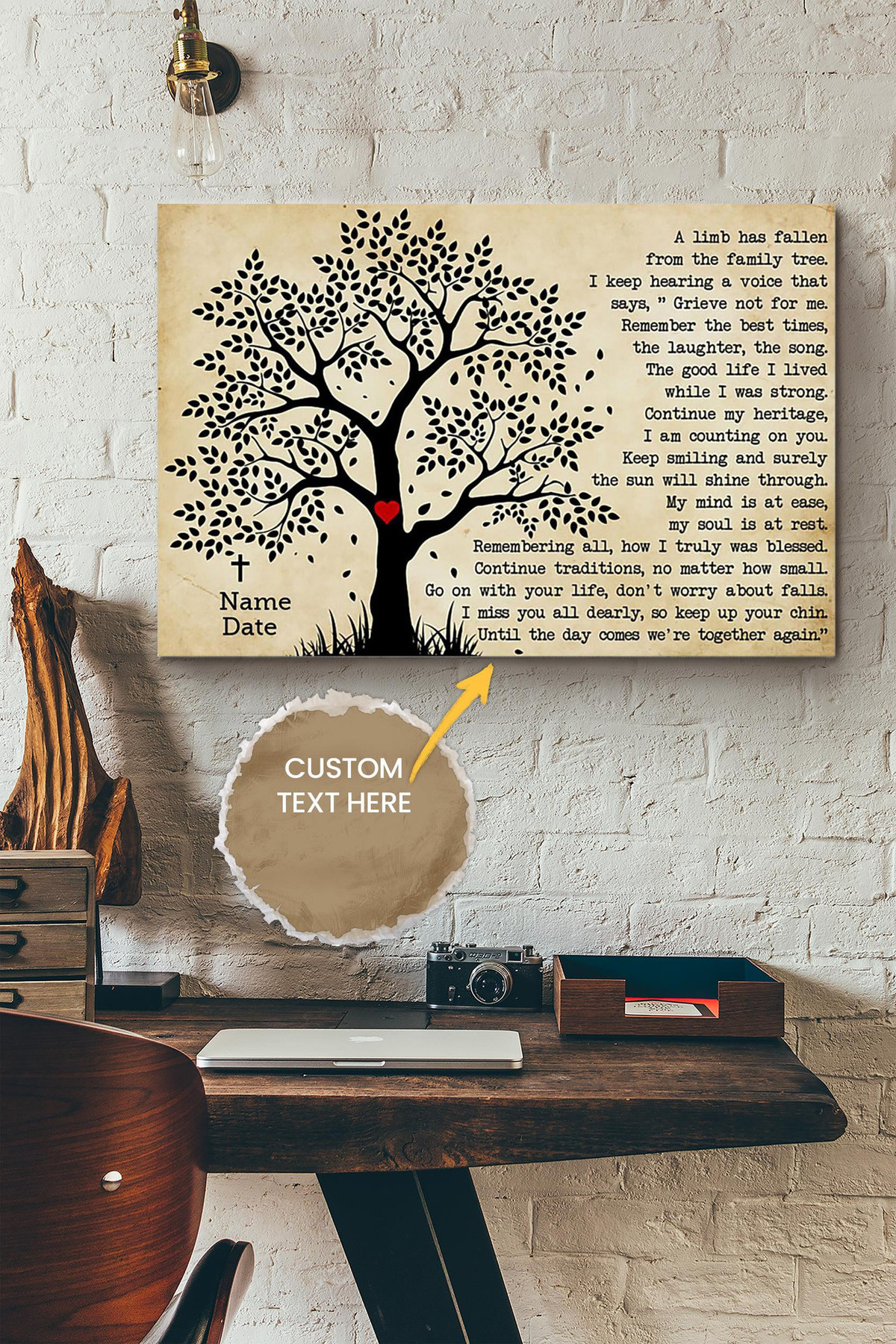 A Limb Has Fallen From The Family Trees Personalized Canvas Memorial Gift For Lover Valentine Day Canvas Gallery Painting Wrapped Canvas Framed Prints, Canvas Paintings Wrapped Canvas 8x10