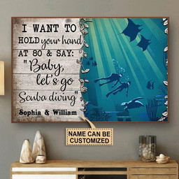 Aeticon Gifts Personalized Scuba Diving I Want To Hold Your Hand Canvas Home Decor Wrapped Canvas 12x16