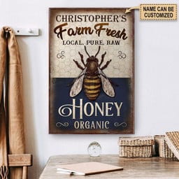 Aeticon Gifts Personalized Honey Bee Navy Farm Fresh Canvas Home Decor Wrapped Canvas 8x10