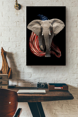 American Flame Elephant For 4th Of July Happy American Dependent's Day Canvas Framed Prints, Canvas Paintings Framed Matte Canvas 12x16