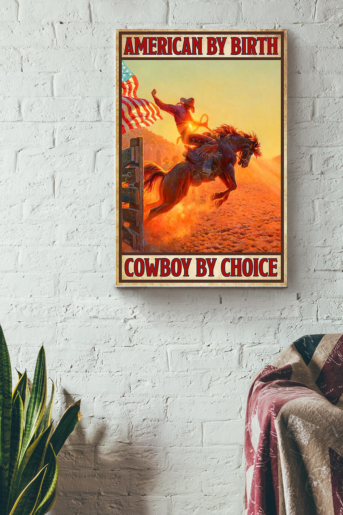 American By Birth Cowboy By Choice Horse Canvas Animal Gift For Horse Lover Horse Rider Cowboy Farmhouse Decor Canvas Gallery Painting Wrapped Canvas Framed Prints, Canvas Paintings Wrapped Canvas 8x10