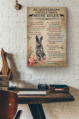 Australian Cattle Dogs House Rules Canvas Animal Gift For Dog Lover Dog Mom Dog Dad Animal Lover House Rules Canvas Gallery Painting Wrapped Canvas Framed Prints, Canvas Paintings Wrapped Canvas 16x24