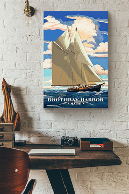 Boothbay Harbor In Maine American Canvas Sailor Gift For Sea Lover Ocean Lover Sailing Lover Canvas Gallery Painting Wrapped Canvas Framed Prints, Canvas Paintings Wrapped Canvas 16x24