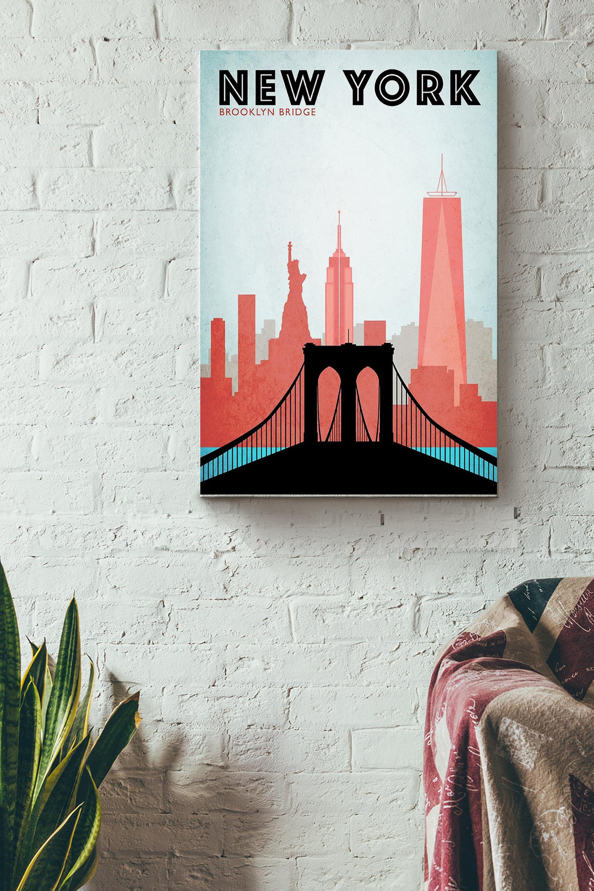 Brooklyn Bridge Travel New York Canvas Canvas Gallery Painting Wrapped Canvas Framed Gift Idea Wrapped Canvas 8x10