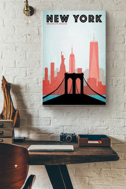 Brooklyn Bridge Travel New York Canvas Canvas Gallery Painting Wrapped Canvas Framed Gift Idea Wrapped Canvas 16x24