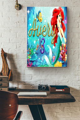 Avery 3 Canvas Cartoon Gift For Kid, Mermaid Fan, Kid's Room Decor Canvas Gallery Painting Wrapped Canvas Framed Prints, Canvas Paintings Wrapped Canvas 20x30