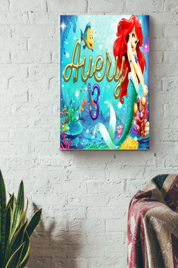Avery 3 Canvas Cartoon Gift For Kid, Mermaid Fan, Kid's Room Decor Canvas Gallery Painting Wrapped Canvas Framed Prints, Canvas Paintings Wrapped Canvas 12x16