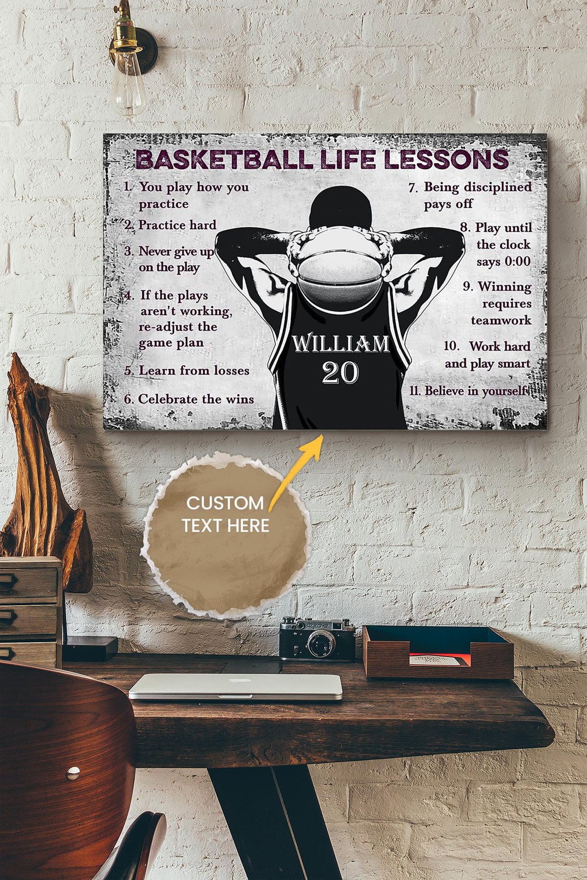 Basketball Life Lesson Rules Personalized Canvas Sport Gift For Basketball Player Basketball Lover Canvas Gallery Painting Wrapped Canvas Framed Prints, Canvas Paintings Wrapped Canvas 8x10