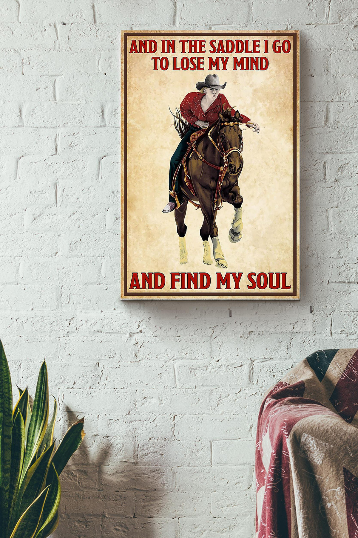 And In The Saddle I Lose My Mind Find My Soul Canvas Animal Gift For Horse Lover Horse Rider Cowboy Farmhouse Decor Canvas Gallery Painting Wrapped Canvas Framed Prints, Canvas Paintings Wrapped Canvas 8x10