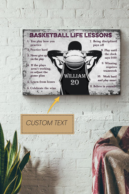 Basketball Life Lesson Rules Personalized Canvas Sport Gift For Basketball Player Basketball Lover Canvas Gallery Painting Wrapped Canvas Framed Prints, Canvas Paintings Wrapped Canvas 20x30