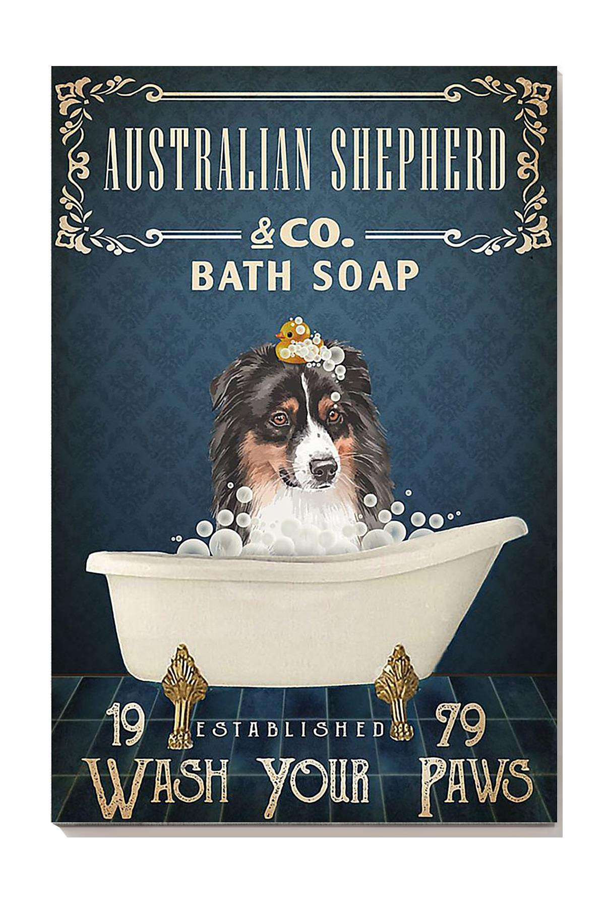 Australian Shepherd Bath Soap Wash Your Paws For Dog Lover Bathroom Decor1 Canvas Gallery Painting Wrapped Canvas Framed Prints, Canvas Paintings Wrapped Canvas 8x10