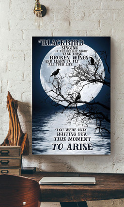 Blackbird Lyrics Moon For The Beatles Fan Canvas Gallery Painting Wrapped Canvas Framed Gift Idea Wrapped Canvas 16x24