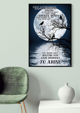 Blackbird Lyrics Moon For The Beatles Fan Canvas Gallery Painting Wrapped Canvas Framed Gift Idea Framed Matte Canvas 8x10