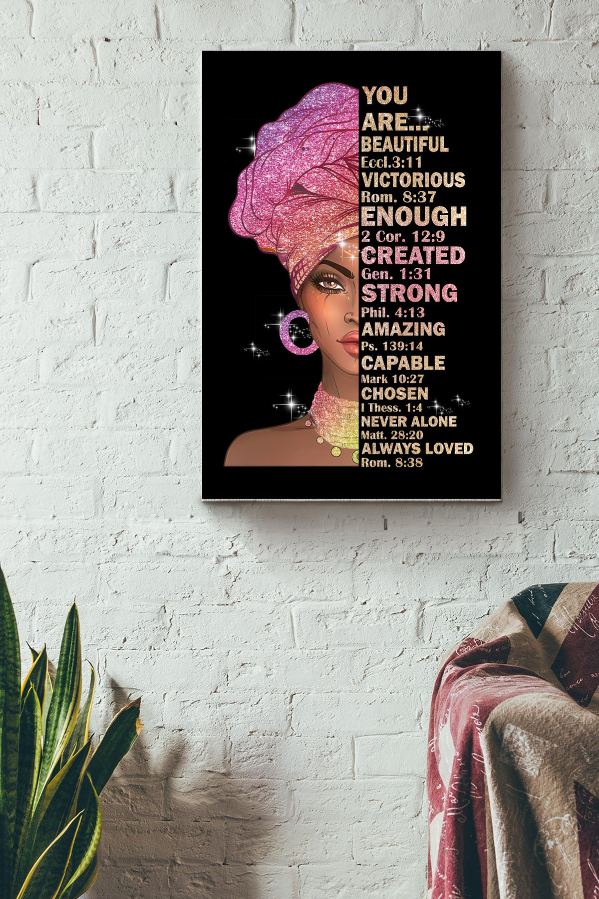 God Says You Are Beautiful Strong Amazing Canvas Black Women Gift For Black Lives Matter Black Women Black People Girl Female Canvas Gallery Painting Wrapped Canvas Framed Prints, Canvas Paintings Wrapped Canvas 8x10