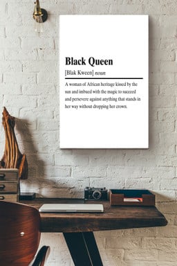 Black Queen Definition Canvas Quote Gift For Black Live Matter Advocate, African Women, Gender Equality Advocate Canvas Gallery Painting Wrapped Canvas Framed Prints, Canvas Paintings Wrapped Canvas 16x24