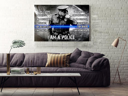 I Am Police Motivation Quote Gift For Policeman Veteran Soldier Framed Prints, Canvas Paintings Wrapped Canvas 16x24