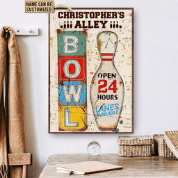Aeticon Gifts Personalized Bowling Open Hours Canvas Home Decor Wrapped Canvas 8x10