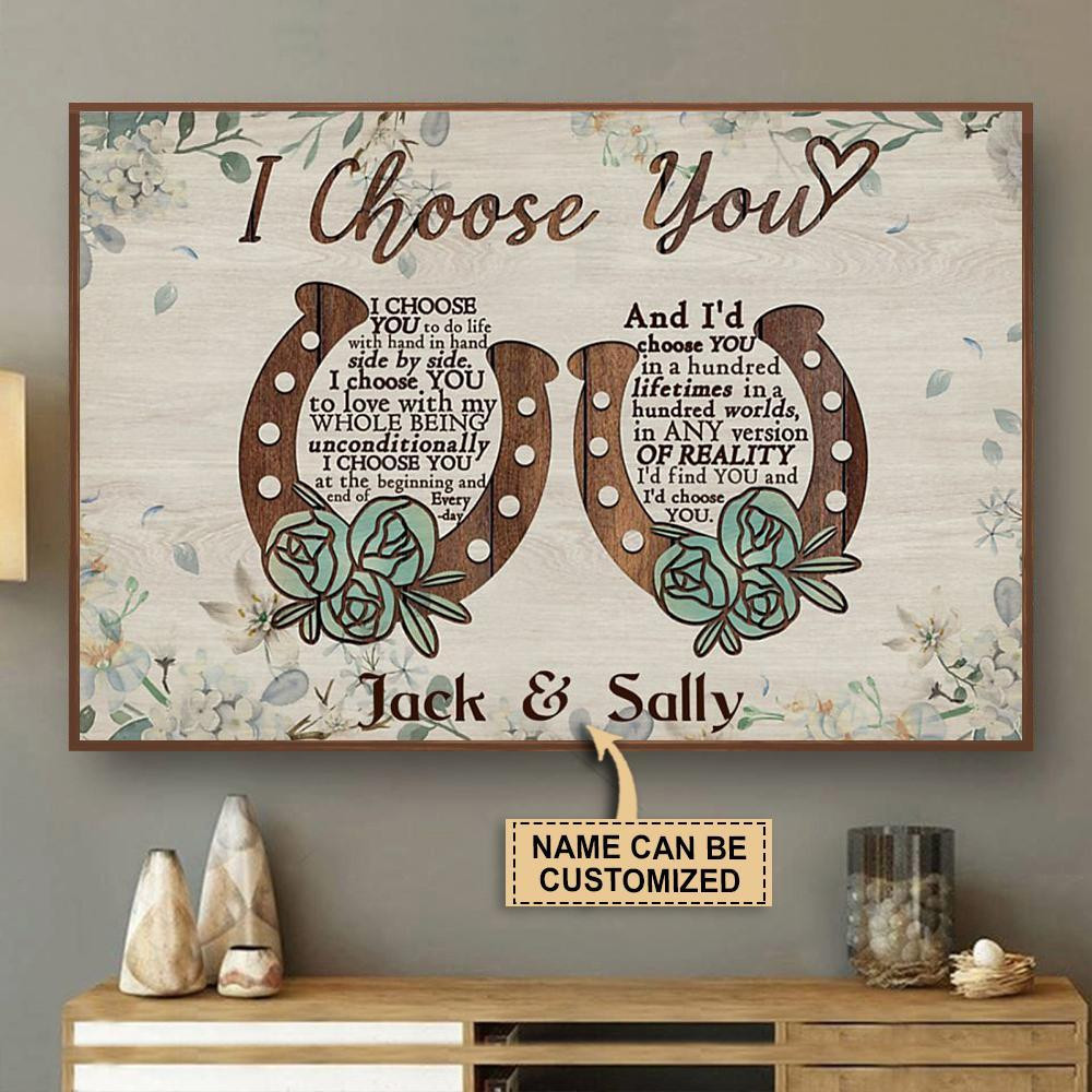 Aeticon Gifts Personalized Horse I Choose You Horseshoe Canvas Home Decor Wrapped Canvas 8x10