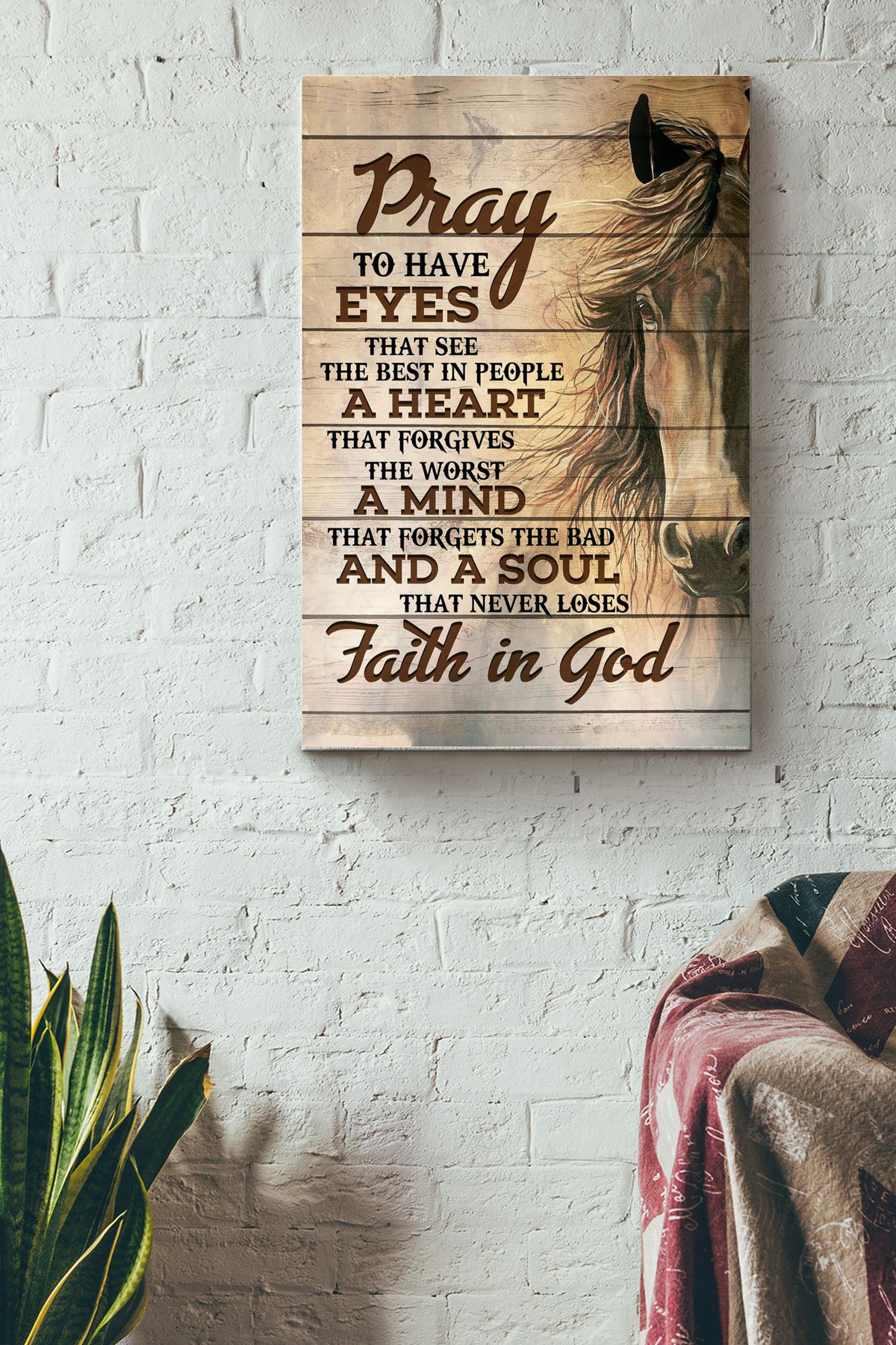 Faith In God Canvas Quote Gift For Horse Rider, God Worshiper, Religious Person Canvas Gallery Painting Wrapped Canvas Framed Prints, Canvas Paintings Wrapped Canvas 8x10