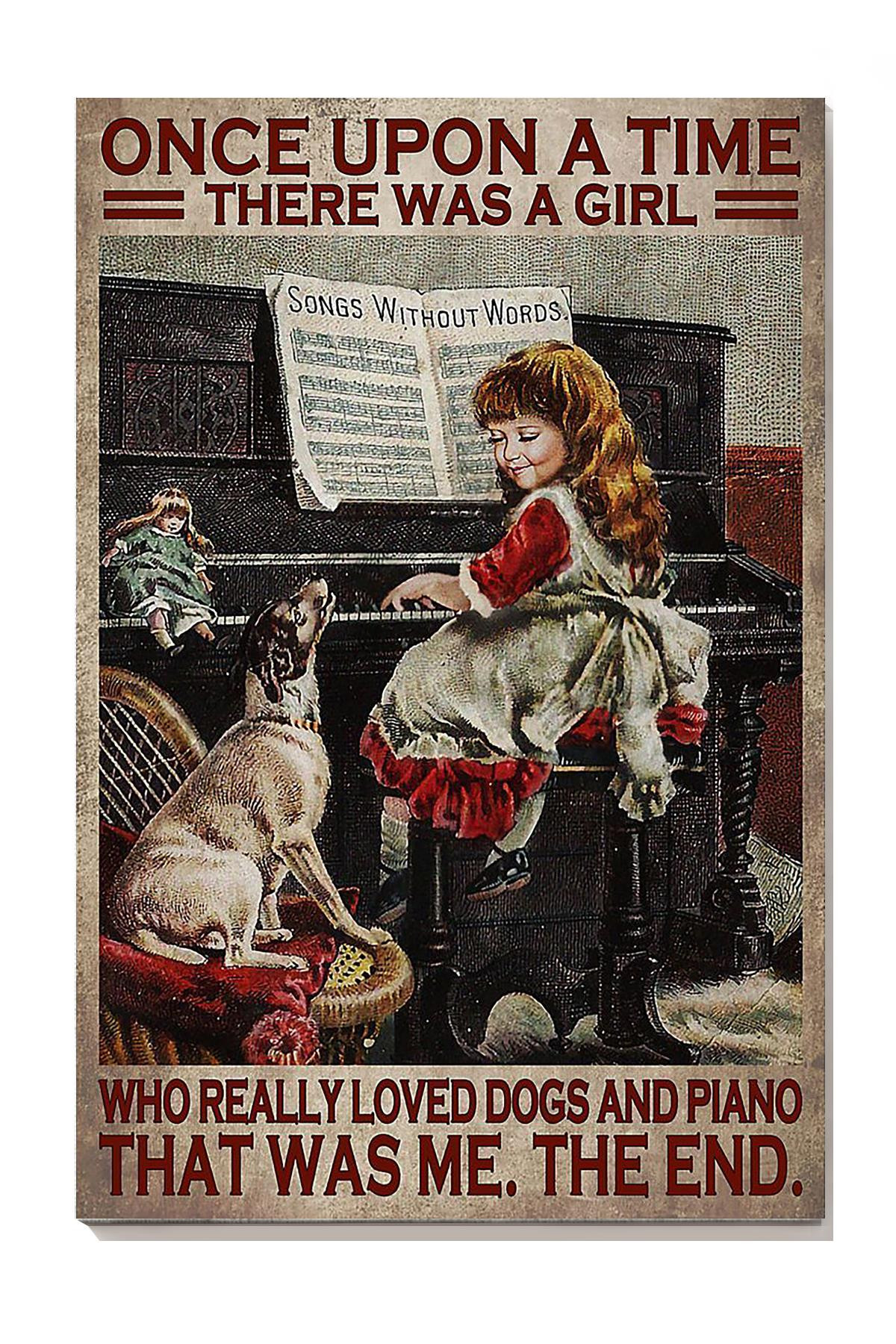 Girl With Dog Piano Once Upon A Time Dog For Home Canvas Gallery Painting Wrapped Canvas Framed Prints, Canvas Paintings Wrapped Canvas 8x10