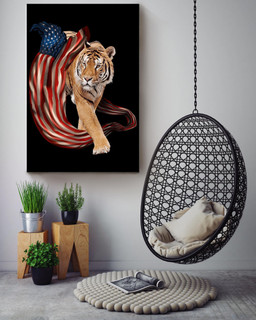 American Flame Tiger For 4th Of July Happy American Dependent's Day Canvas Framed Prints, Canvas Paintings Wrapped Canvas 24x36