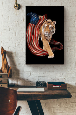American Flame Tiger For 4th Of July Happy American Dependent's Day Canvas Framed Prints, Canvas Paintings Framed Matte Canvas 12x16