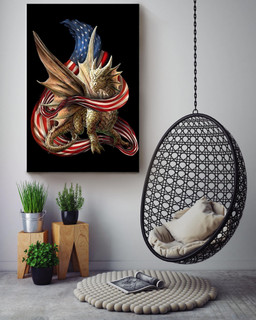 American Flame Dragon For 4th Of July Happy American Dependent's Day Canvas Framed Prints, Canvas Paintings Wrapped Canvas 24x36