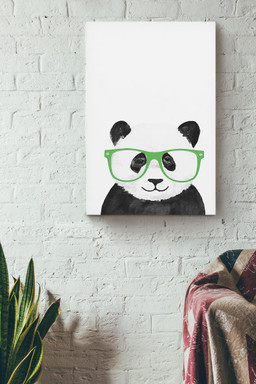 Cute Panda Wearing Glasses Chinese Panda Portrait Gift For Housewarming Canvas Wrapped Canvas 12x16
