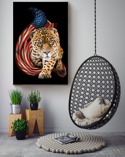American Flame Leopard For 4th Of July Happy American Dependent's Day Canvas Framed Prints, Canvas Paintings Wrapped Canvas 24x36