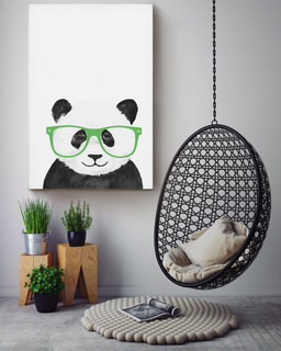 Cute Panda Wearing Glasses Chinese Panda Portrait Gift For Housewarming Canvas Wrapped Canvas 16x24