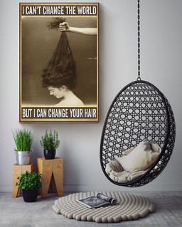 I Can't Change The World But Can Change Your Hair Funny Quote Wall Decor Hair Salon Decor Canvas Wrapped Canvas 16x24