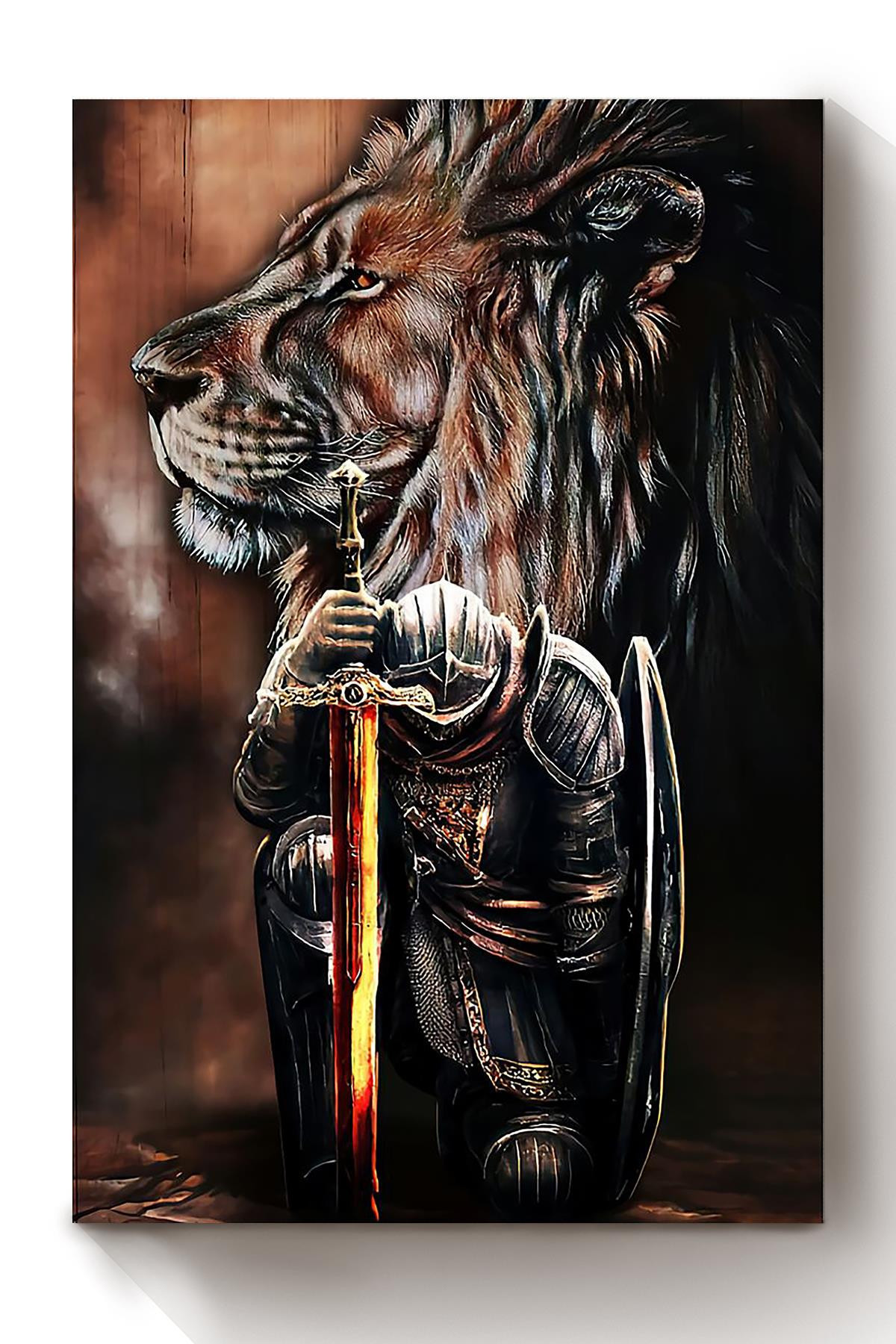 Christian Lion Warrior Lion Of Judah Christian Home Wall Decor Canvas Wrapped Canvas 8x10