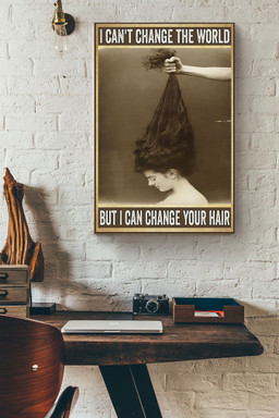 I Can't Change The World But Can Change Your Hair Funny Quote Wall Decor Hair Salon Decor Canvas Wrapped Canvas 20x30