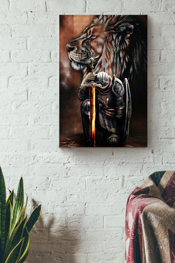 Christian Lion Warrior Lion Of Judah Christian Home Wall Decor Canvas Wrapped Canvas 12x16