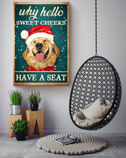 Christmas Cute Dog Why Hello Sweet Cheeks Have A Seat Dog Christmas Dog Lover Gift Canvas Gallery Painting Wrapped Canvas Framed Prints, Canvas Paintings Wrapped Canvas 16x24