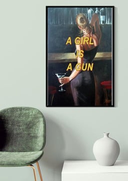 A Girl Is A Gun Cocktail For Cocktail Lover Bartender Bar Pub Decor Canvas Gallery Painting Wrapped Canvas Framed Prints, Canvas Paintings Framed Matte Canvas 12x16