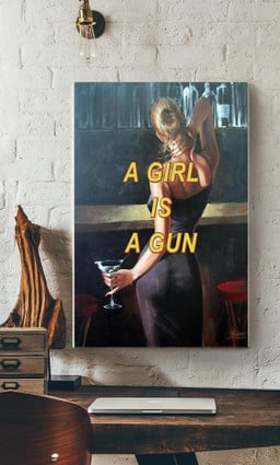 A Girl Is A Gun Cocktail For Cocktail Lover Bartender Bar Pub Decor Canvas Gallery Painting Wrapped Canvas Framed Prints, Canvas Paintings Wrapped Canvas 16x24