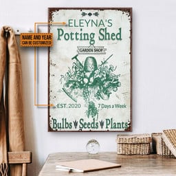 Aeticon Gifts Personalized Garden Metal Potting Shed Canvas Home Decor Wrapped Canvas 8x10
