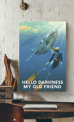 Diver In Ocean Hello Darkness My Old Friend For Canvas Gallery Painting Wrapped Canvas Framed Prints, Canvas Paintings Wrapped Canvas 12x16