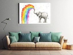 Elephant Water Rainbow Watercolor For Housewarming Bedroom Decor Framed Prints, Canvas Paintings Wrapped Canvas 20x30