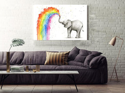 Elephant Water Rainbow Watercolor For Housewarming Bedroom Decor Framed Prints, Canvas Paintings Wrapped Canvas 16x24