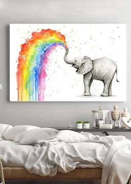 Elephant Water Rainbow Watercolor For Housewarming Bedroom Decor Framed Prints, Canvas Paintings Wrapped Canvas 12x16