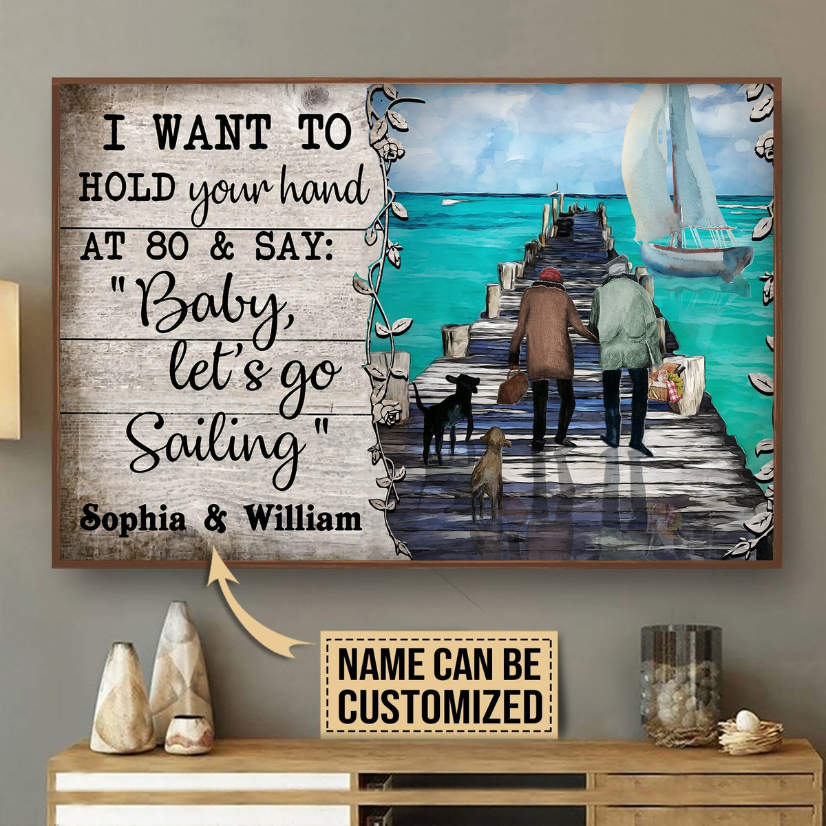 Aeticon Gifts Personalized Sailing Couple I Want To Hold Canvas Home Decor Wrapped Canvas 8x10