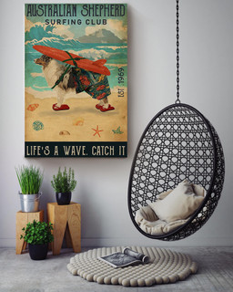 Australian Shepherd Surfing Club Lifes A Wave Catch It For Dog Lover Surfing Lover Canvas Gallery Painting Wrapped Canvas Framed Prints, Canvas Paintings Wrapped Canvas 32x48